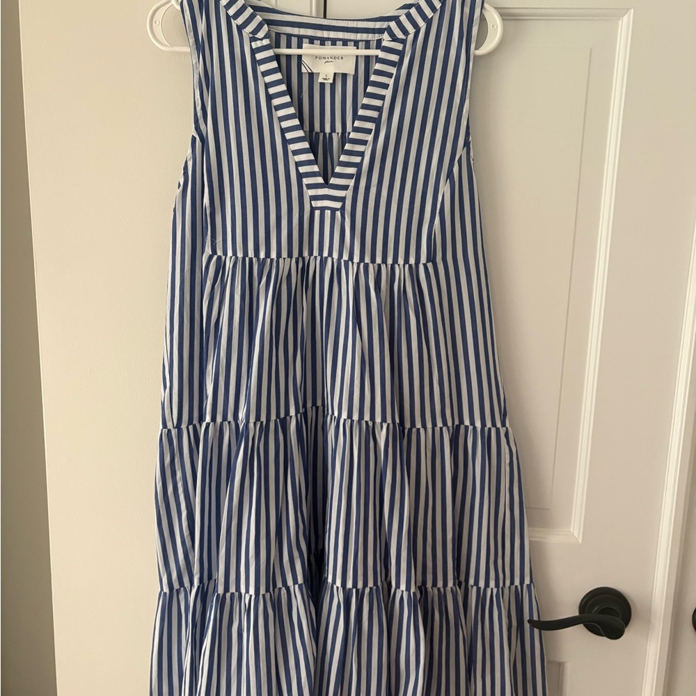 Pomander Place Blue and White Striped Dress